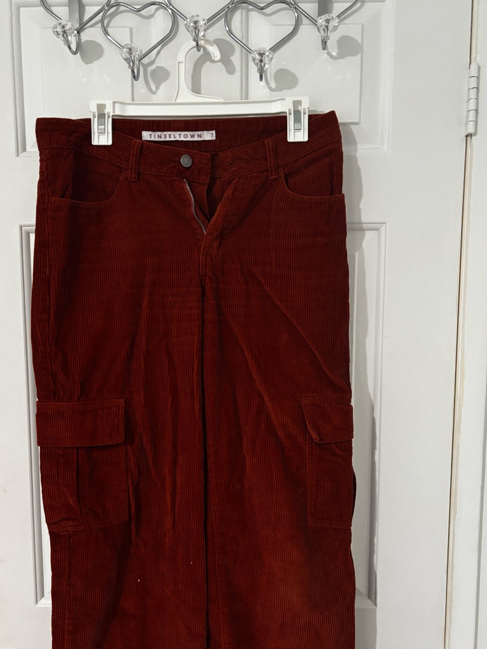 Tinseltown Men's Corduroy Cargo Pants in Rust